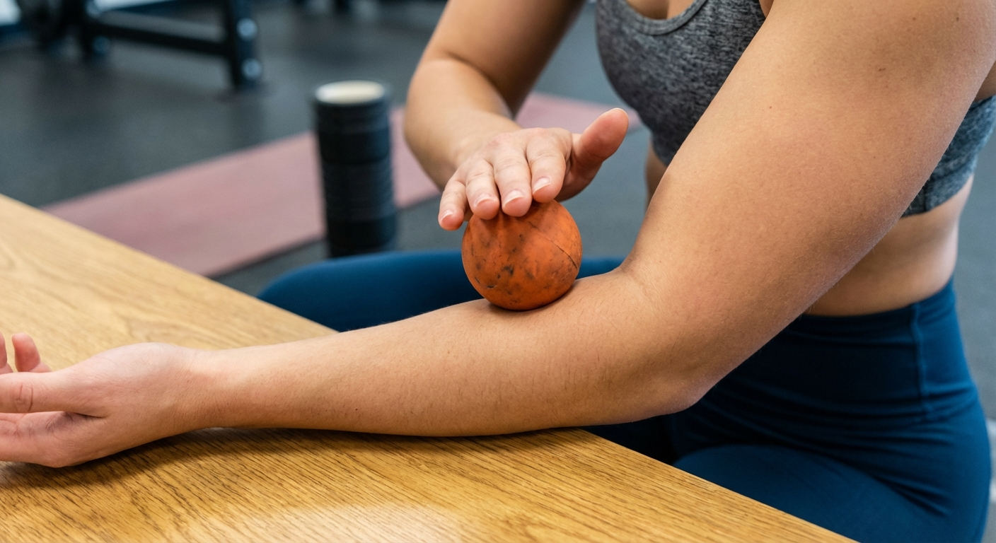 Lacrosse ball massage technique for forearm
