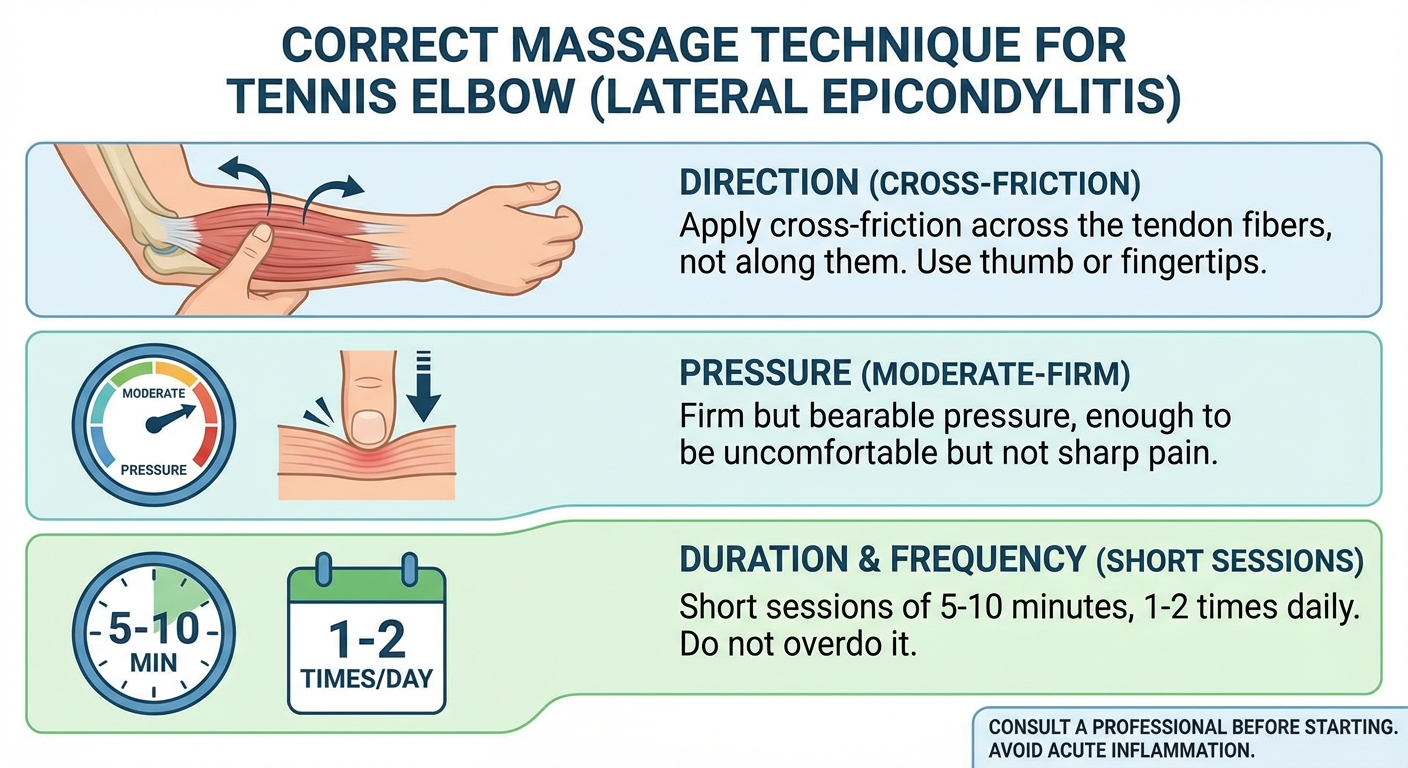 Tennis elbow self-massage technique diagram