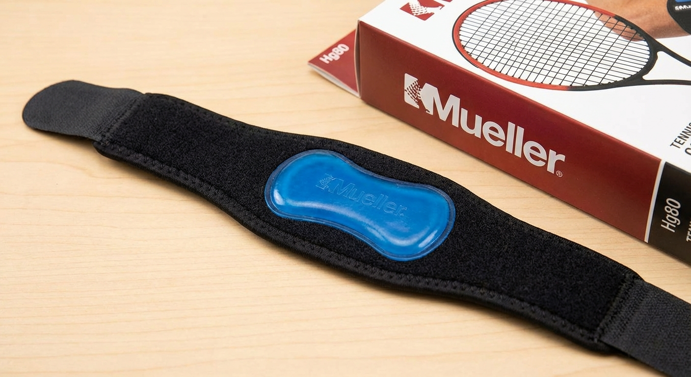 Mueller Hg80 Tennis Elbow Counterforce Brace with neoprene strap and pressure pad