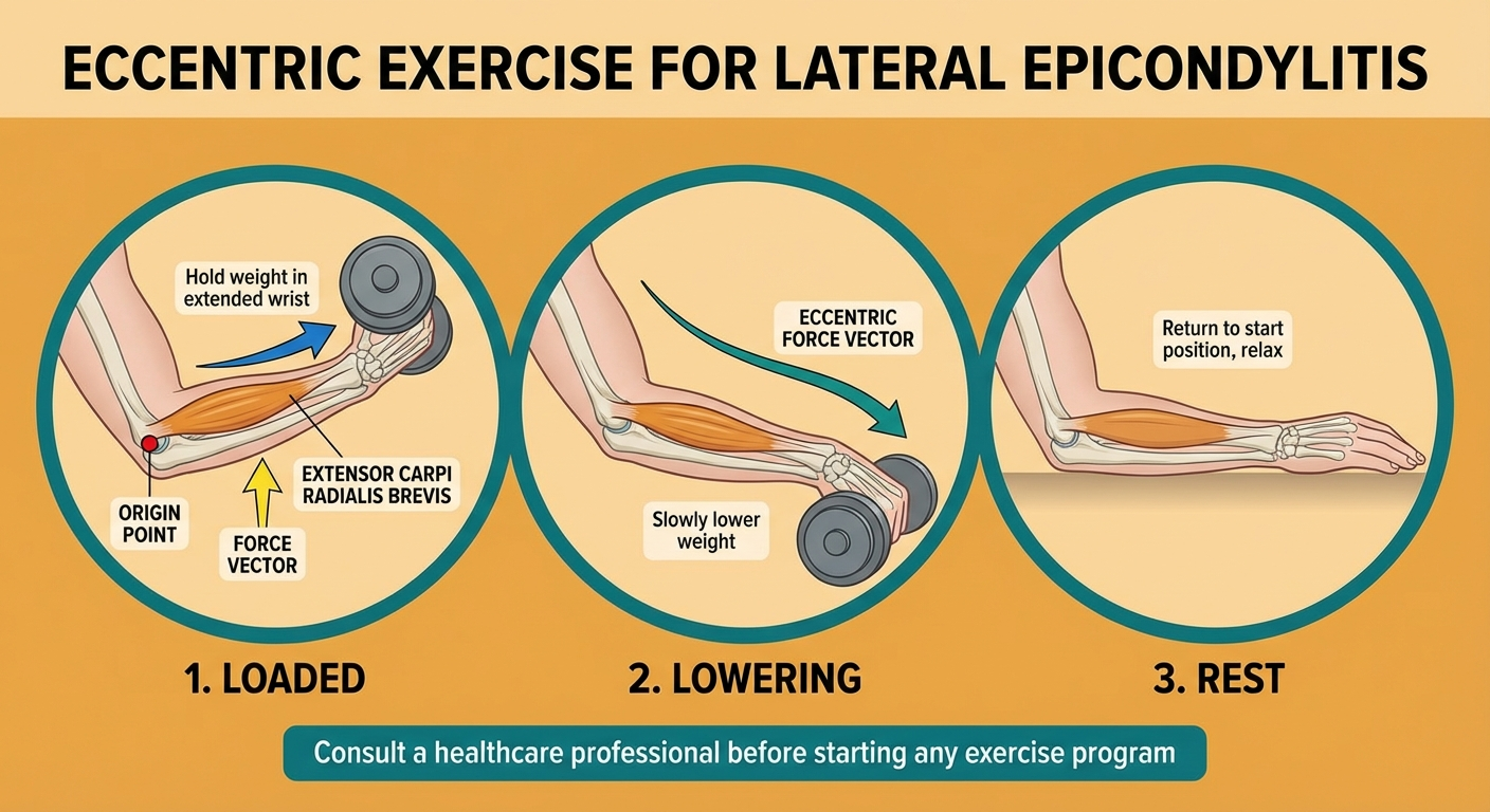 Medical infographic: Infographic showing a 12-week progressive tennis elbow rehabilitation 